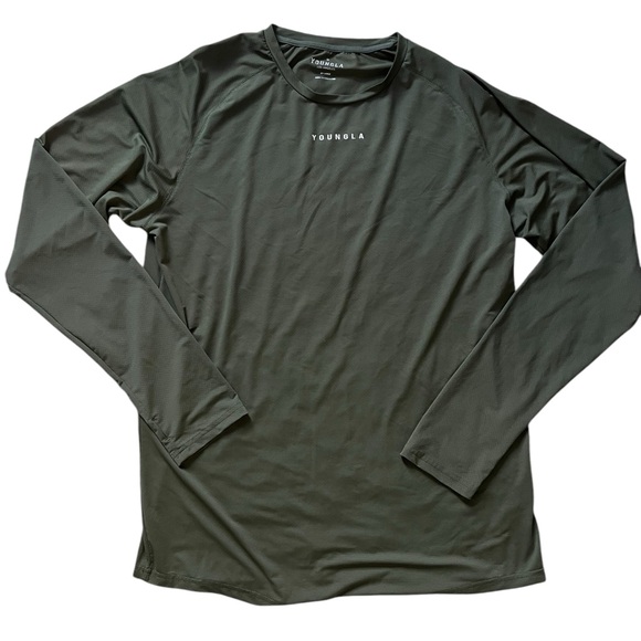 Young‎ LA T Shirt Men's 2XL Long Sleeve Dri Fit Lightweight Top GREEN EXCELLENT✅ - Picture 1 of 3
